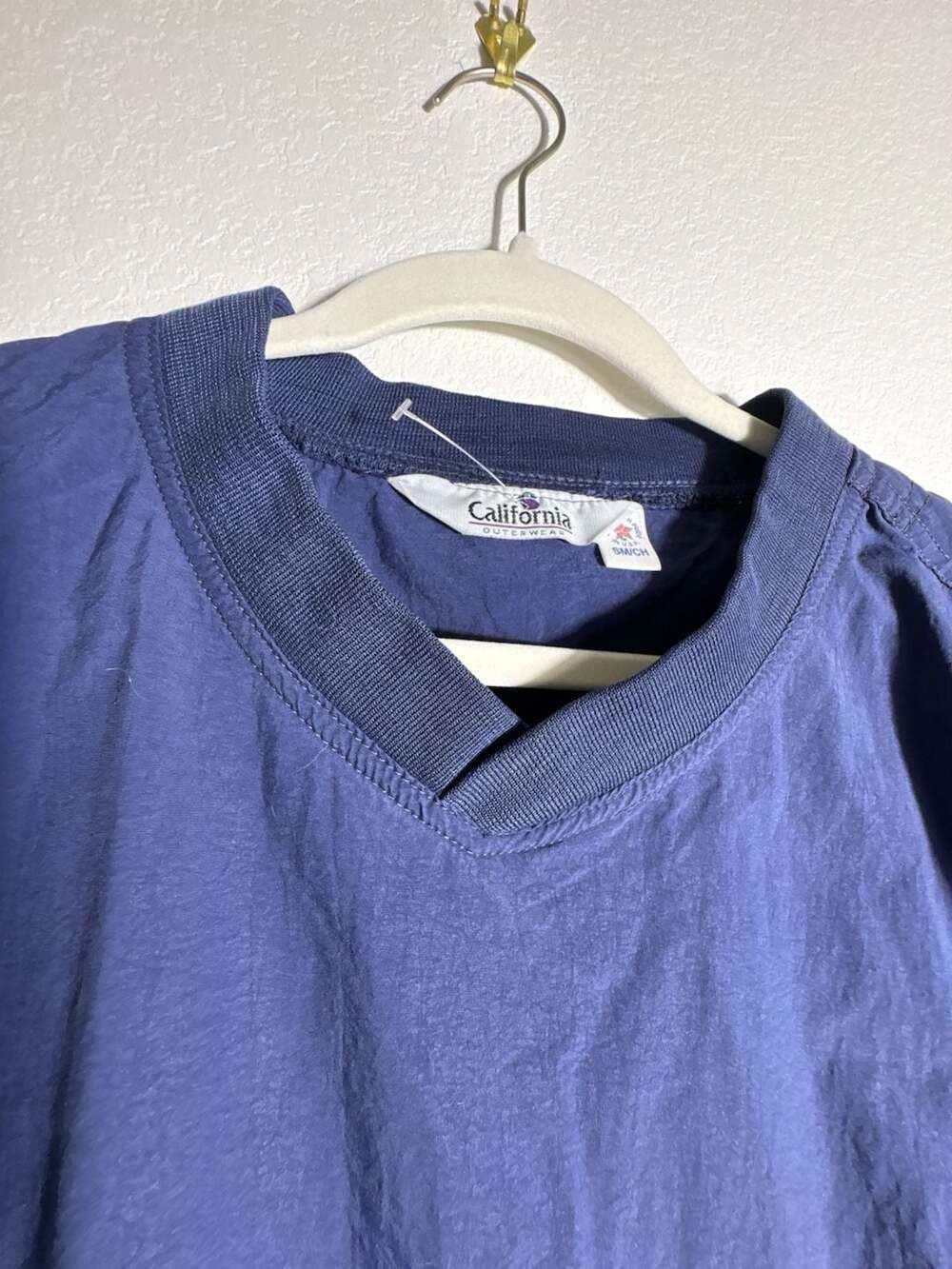 Vintage California Outerwear V-Neck Pullover Windbreaker Navy Blue Size S/CH - Picture 2 of 9